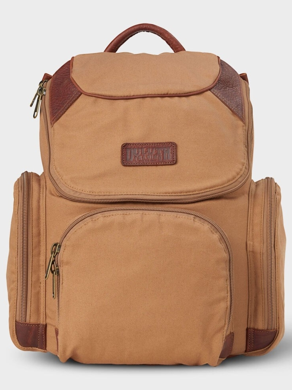 Duluth Trading Co Tan Backpack with Brown Trim